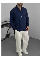 BYBASICMAN Navy Blue Fresh Fabric Basic Shirt G-5138/12