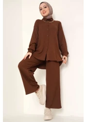 Bigdart T5858 Knitted Hijab Double Set - Brown
