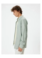 Koton Long Sleeve Slim Fit Cotton Shirt - Buttoned Collar Detail