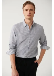 Avva Men's Black Buttoned Collar Cotton Easy-Iron Shirt A32Y2089