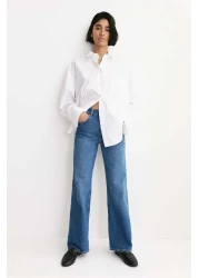 H&M بنطلون جينز واسع وعالي الخصر