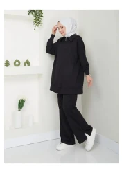 VOLT CLOTHİNG Women's Slit Zipper Collar Detailed Pants Hijab Set