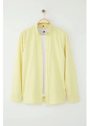 Trendyol Collection Yellow Unisex Regular Fit 100% Cotton Linen Look Shirt Tmnss23Go00099