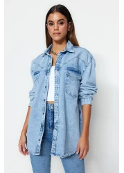 Trendyol Collection Blue Denim Shirt TWOSS23GO00227