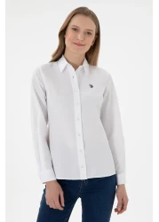 U.S. Polo Assn. قميص أساسي أبيض بأكمام طويلة للمرأة 50307726 -VR013