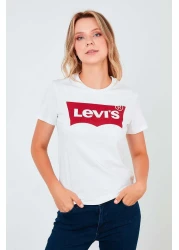 Levi's تي شيرت أبيض بشعار Housemark للسيدات - 17369-1310