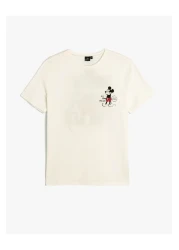 Koton Mickey Mouse Oversize Printed Licensed T-Shirt - Short Sleeve, Crew Neck
