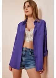 Happiness İstanbul Women's Purple Oversize Long Basic Shirt DD00842