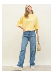 Styli Oversized Dropped Shoulder Embroidered Slogan T-Shirt