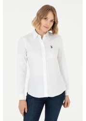 U.S. Polo Assn. قميص أساسي أبيض بأكمام طويلة للمرأة 50295710 -VR013