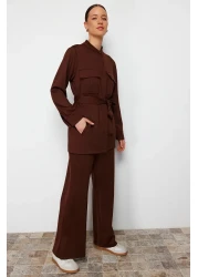 Trendyol Modest Scuba Fabric Diver Bottom-Top Set - Belted and Pocket Detailed TCTSS24US00043