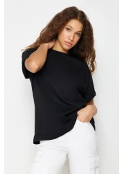 Trendyol Collection Black Oversize Crew Neck 100% Cotton T-Shirt - Twoss20Ts0134