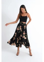Cool & Sexy تنورة غير متماثلة باللون الأسود للنساء LV81
