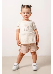 bombe Baby Kids Lilac Cotton Shorts Comfortable 2-Piece Set Trend Fashion Bottom Top Set