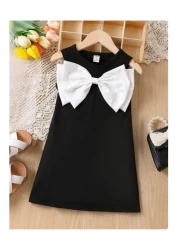 My Kids Wear فستان أسود مزين بفيونكة