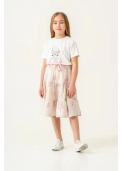 Magu Girls' Cotton Floral Patterned T-Shirt and Skirt Set