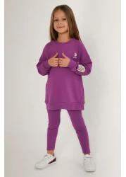 U.S. Polo Assn. بدلة بيجامة بأكمام طويلة للفتيات باللون الأرجواني من U.S. Polo Assn Shiny Girl