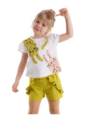 Denokids Muzip Cats Frilly Girl's Summer T-Shirt Shorts Set