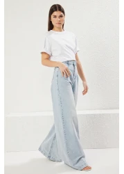 Trendyol Collection أزرق فاتح عالي الخصر بأرجل واسعة جدًا TWOSS25JE00160