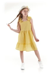 AHENGİM Girl's Dress - SeersucKer Gingham and Hat Set Ak2524