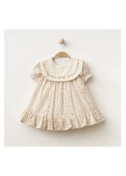 ALPİDS Baby Girl Collar Embroidered Floral Patterned Burning Dress 9/24 Months