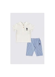 U.S. Polo Assn. يو اس بولو اسنطقم بنطلون تي شيرت للأطفال الرضع كريمي USB1879