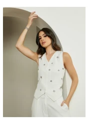 Styli Embellished V-Neck Waistcoat Top