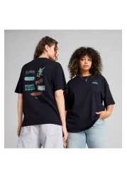 Puma تي شيرت Wardrobe Ess Graphic للسيدات باللون الأزرق الداكن