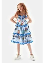 Tyess Bg Store فستان بناتي منقوش 23ss1tj4920