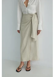 Suud Collection Natural Noli Linen Wrap Skirt