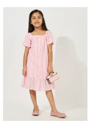 Styli Square Neck Eyelet Dress