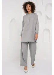 Bigdart 6678 Linen Gray Tunic and Trousers Set