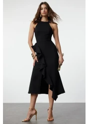 Trendyol Collection فستان سهرة أنيق منسوج باللون الأسود فستان التخرج الليلي TPRAW19BB0144