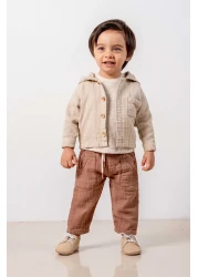 bombe Baby Kids Mink Cotton Hooded Comfortable 3-Piece Set Trend Fashion Bottom Top Set