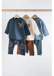 Next Baby Navy Blue Lion Patterned Cotton Long Sleeve 3-Piece Set