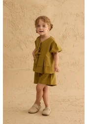 Fahhar Kids Ribbed Kimono Suit Fat Green