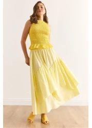 Olalook تنورة نسائية صفراء بخصر مطاطي ETK-19000331