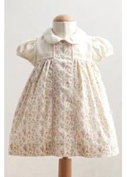 Tongs Baby Baby Girl Dress Pink Floral Print and Lace Trim 100% Cotton
