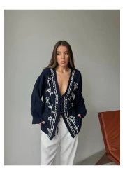 Bak'ap Premium Embroidery Ethnic Patterned Muslin Lacing Detailed Shirt