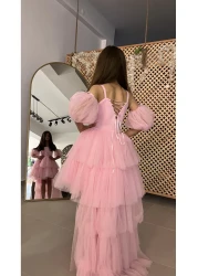 İkrabutikbursa Girl's Powder Tail Evening Dress, Girl's Dress,