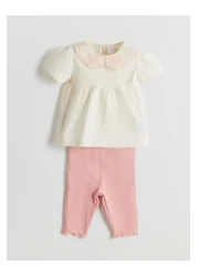 LC Waikiki Lcw Cotton Baby Girl Blouse and Capri Leggings 2 Pack