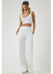 Happiness İstanbul Women's White High Waist Stretchy Sweatpants BF00030