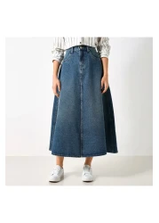 Lee Cooper تنورة جينز متوسطة الطول بتصميم A مع جيوب