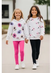 TRENDYOLKIDS طقم بناتي أبيض متعدد الألوان مكون من 4 قطع محبوك بالزهور من الأسفل إلى الأعلى TKDAW25AU00120
