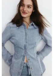 H&M Tapered-waist denim shirt