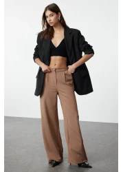 Trendyol Collection بنطال مطوي بأرجل واسعة بلون المنك - TWOSS21PL0189