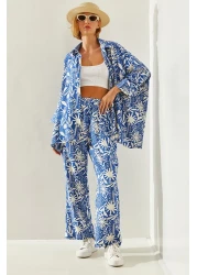 Bianco Lucci Patterned Palazzo Women's Trousers Set -60251443