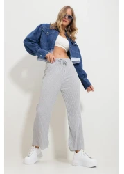 Trend Alaçatı Stili Women's Gray Elastic Waist Loose Trousers ALC-X11545