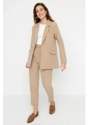 Trendyol Modest Mink Blazer Jacket-Pants Woven Top and Bottom Set TCTAW23US00132