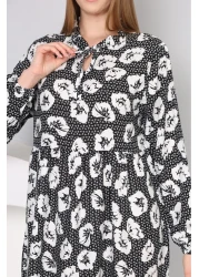 mervemoda قماش قطني منسوج - فستان صيفي نسائي بأكمام طويلة